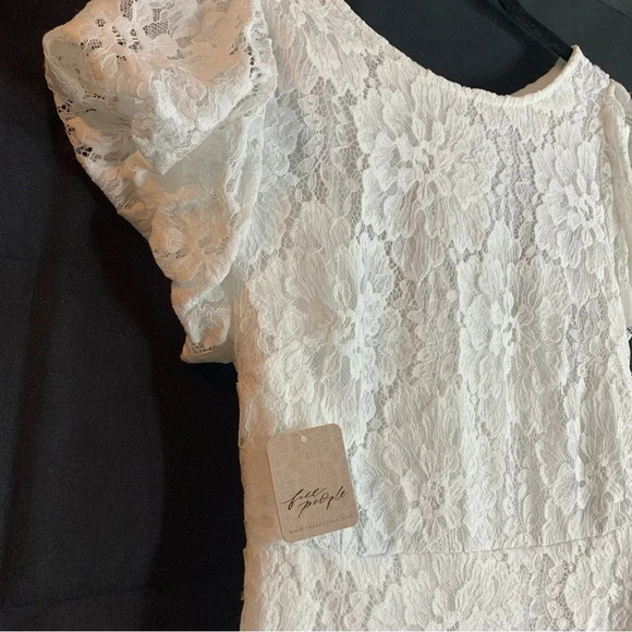 NWT Free People Hailee Lace Mini Dress in White, size M - Picture 7 of 14